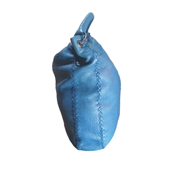 Bottega Veneta Large Luxury Hobo Bag Turquois Pebble Leather Woven Shouder Bag - Picture 2 of 14